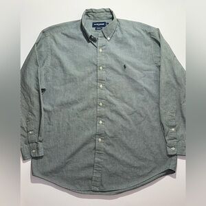 Men’s Ralph Lauren Golf Blake Long Sleeve Button Down Shirt, Large, Green/White